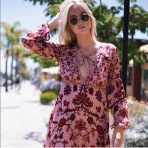 For Love And Lemons Pink and Red Floral Mini Dress